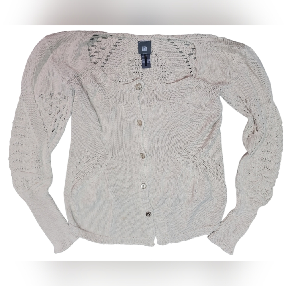 Lilith Womens Tan Knit Design Cardigan Sweater Size 3